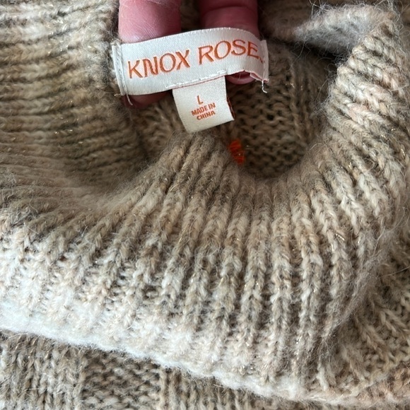 Cream and Tan Pullover Sweater Size Large NWT Knox Rose - Picture 7 of 11